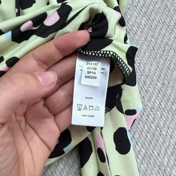 Venus Womens Lime Green Cheetah Puff Sleeve Crop Blouse Xs Faux Wrap Stretch - Picture 3 of 7